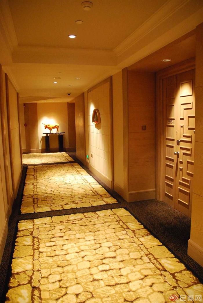 走廊,过道,双开门,边柜,石材铺装