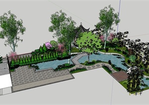 某住宅庭院后花园设计SU(草图大师)模型