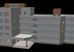 现代简约5层教学楼建筑SU(草图大师)模型
