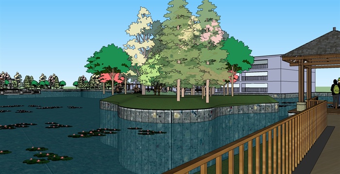 滨水公园景观设计su模型