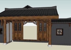 中式古建大门设计SU(草图大师)模型
