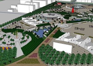 大型文化广场景观设计SU(草图大师)模型