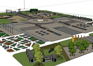 某大型中心广场景观规划设计SU(草图大师)模型