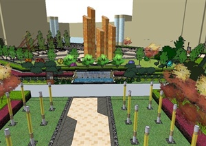 现代某商业街广场景观设计SU(草图大师)模型