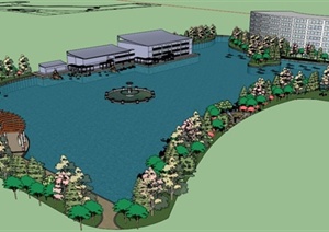 滨水公园景观设计SU(草图大师)模型
