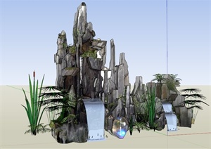 园林景观假山景石SU(草图大师)模型