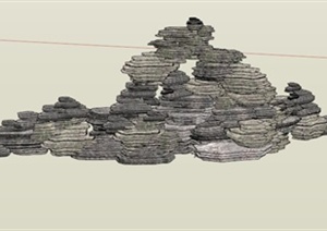 一款堆叠假山SU(草图大师)模型
