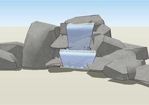 某假山水景制作设计SU(草图大师)模型