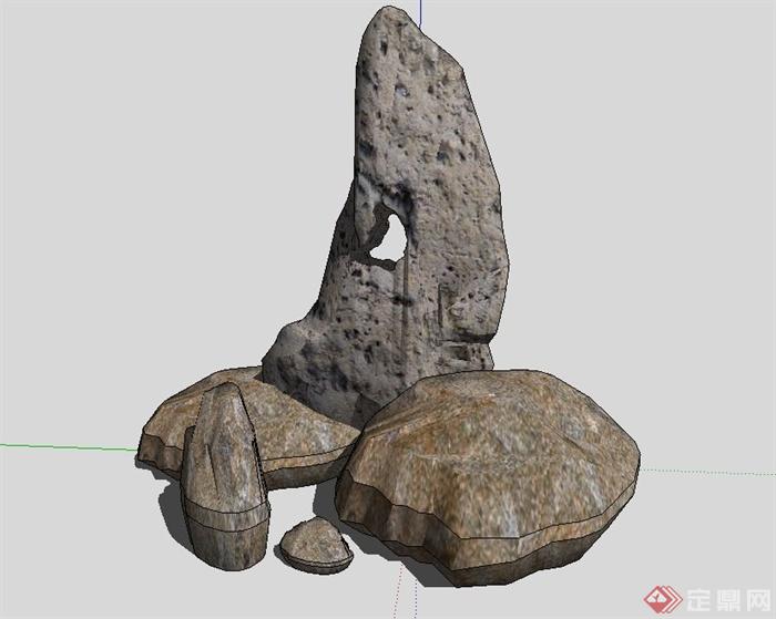 24种石头样式su模型(4)