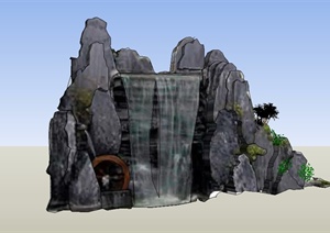 某假山瀑布设计SU(草图大师)模型