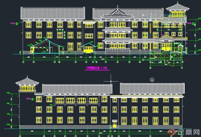 古典中式三层住宅建筑设计CAD详图(1)