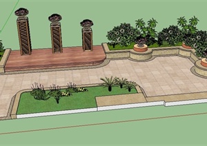 某现代花园小场景设计SU(草图大师)模型