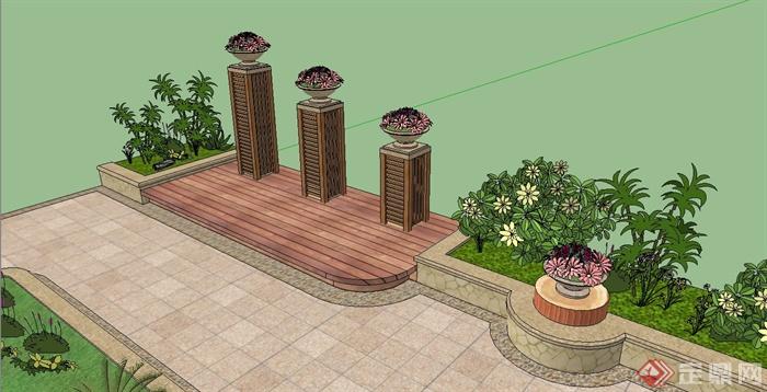 某现代花园小场景设计su模型(3)
