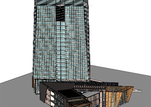 现代高层办公楼建筑SU(草图大师)模型（含多层办公楼）