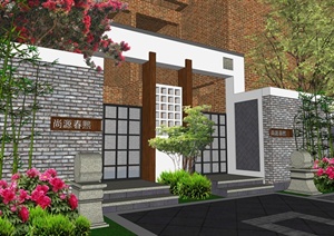 现代中式住宅巷子景观设计SU(草图大师)模型