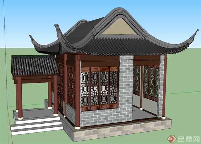 古典中式休息屋古建筑su模型(2)