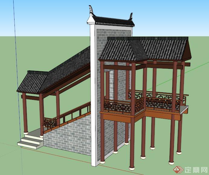 古典中式景观廊设计su模型(1)