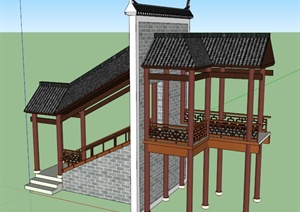 古典中式景观廊设计SU(草图大师)模型