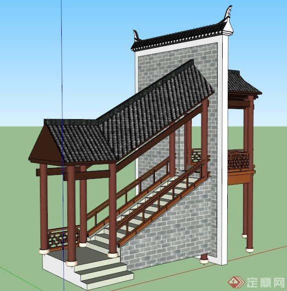 古典中式景观廊设计su模型(2)
