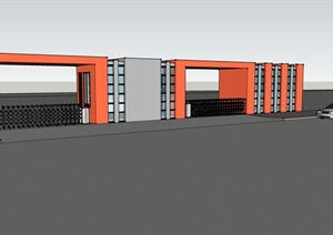 某现代厂区两个入口大门设计SU(草图大师)模型