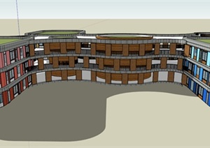 某现代教学楼建筑设计SU(草图大师)模型