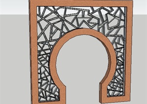 古典中式景墙门设计SU(草图大师)模型