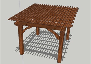 景观木质方形廊架设计SU(草图大师)模型