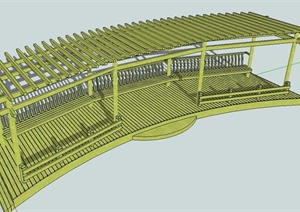 景观木质带座椅廊架设计SU(草图大师)模型