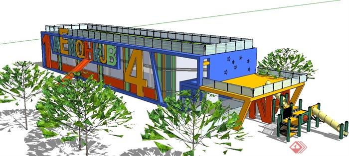 现代幼儿园建筑设计su模型(2)
