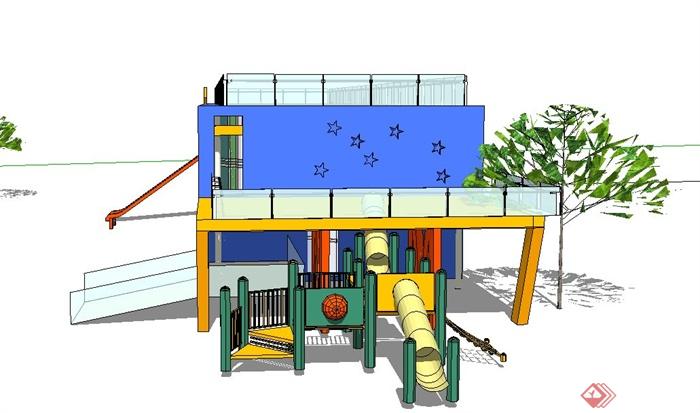 现代幼儿园建筑设计su模型(3)