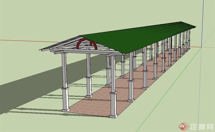 景观长廊架设计su模型 (1)