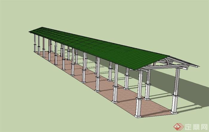 景观长廊架设计su模型 (3)