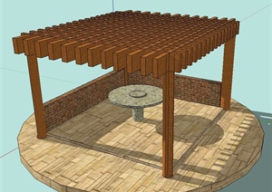 园林景观方形木质廊架设计SU(草图大师)模型