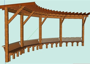 现代景观木质廊架设计SU(草图大师)模型