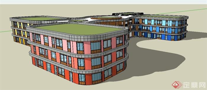 某现代教学楼建筑设计su模型(2)