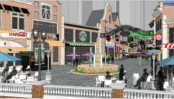 欧式某巷子商业街景观设计SU模型1