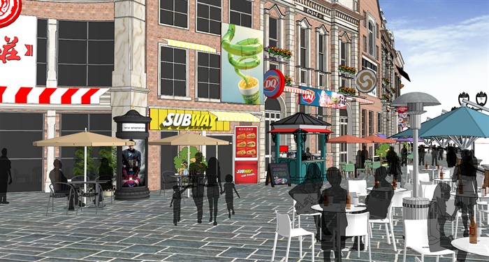 欧式某巷子商业街景观设计SU模型2