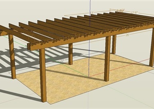 现代简单的木廊架SU(草图大师)模型设计