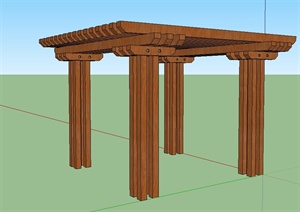 现代四角廊架亭设计SU(草图大师)模型
