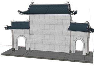古典中式照壁影壁景墙SU(草图大师)模型