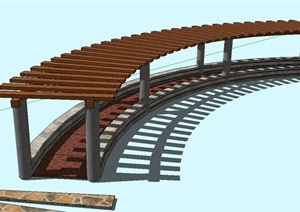 园林景观节点弧形长廊设计SU(草图大师)模型