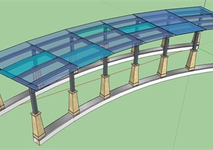 玻璃弧形长廊设计SU(草图大师)模型