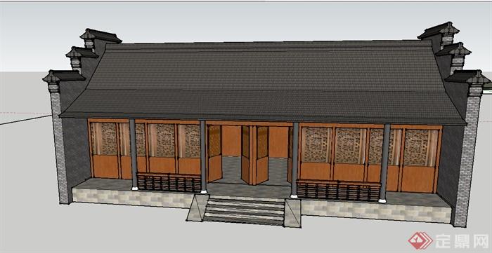 古典中式住宅楼su模型设计(1)