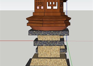 园林景观节点中式灯箱设计SU(草图大师)模型
