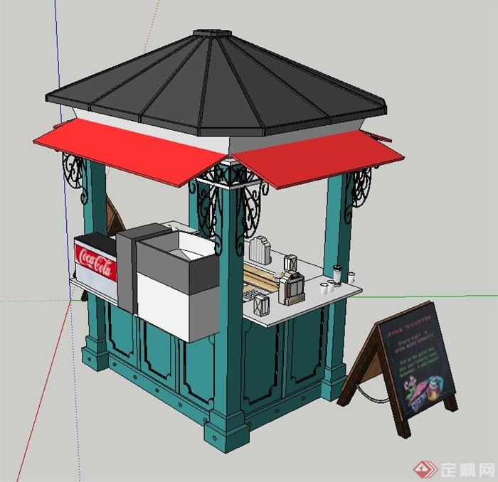 欧式方形售卖亭设计SU模型(3)