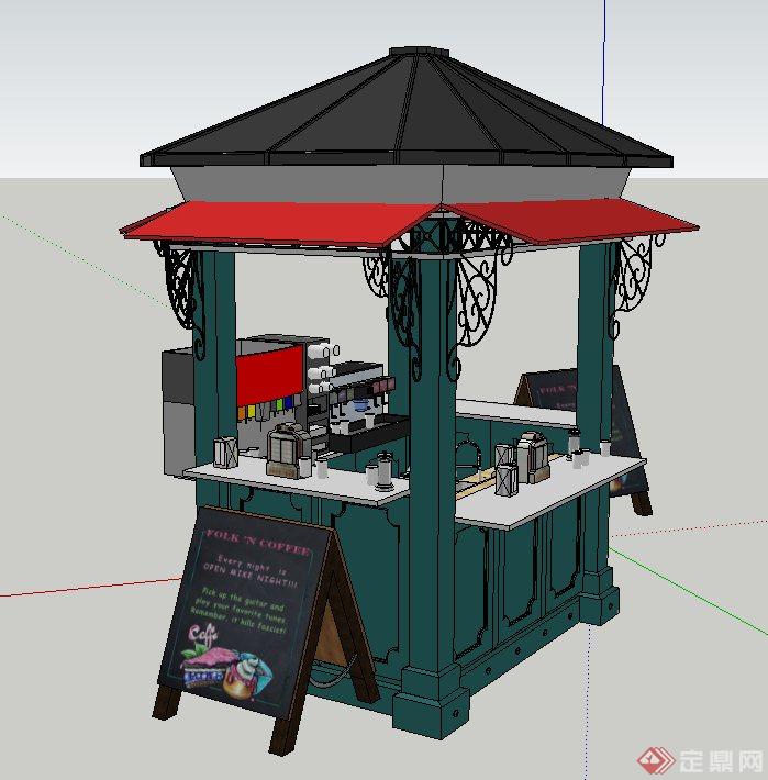 欧式方形售卖亭设计SU模型(2)