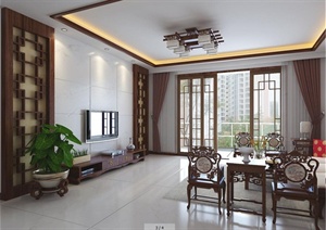 中式风格四居室室内设计施工图及实景图