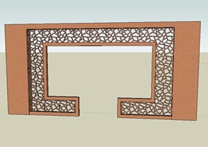 古典中式景墙照壁SU(草图大师)模型设计