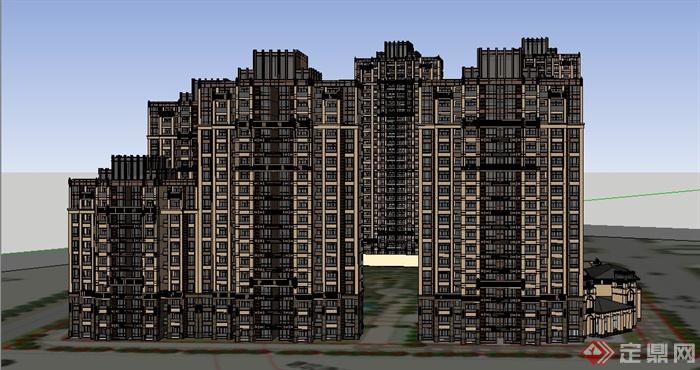 某现代商业住宅建筑su模型(2)