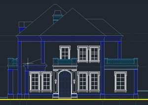 三层欧式别墅建筑设计CAD方案图